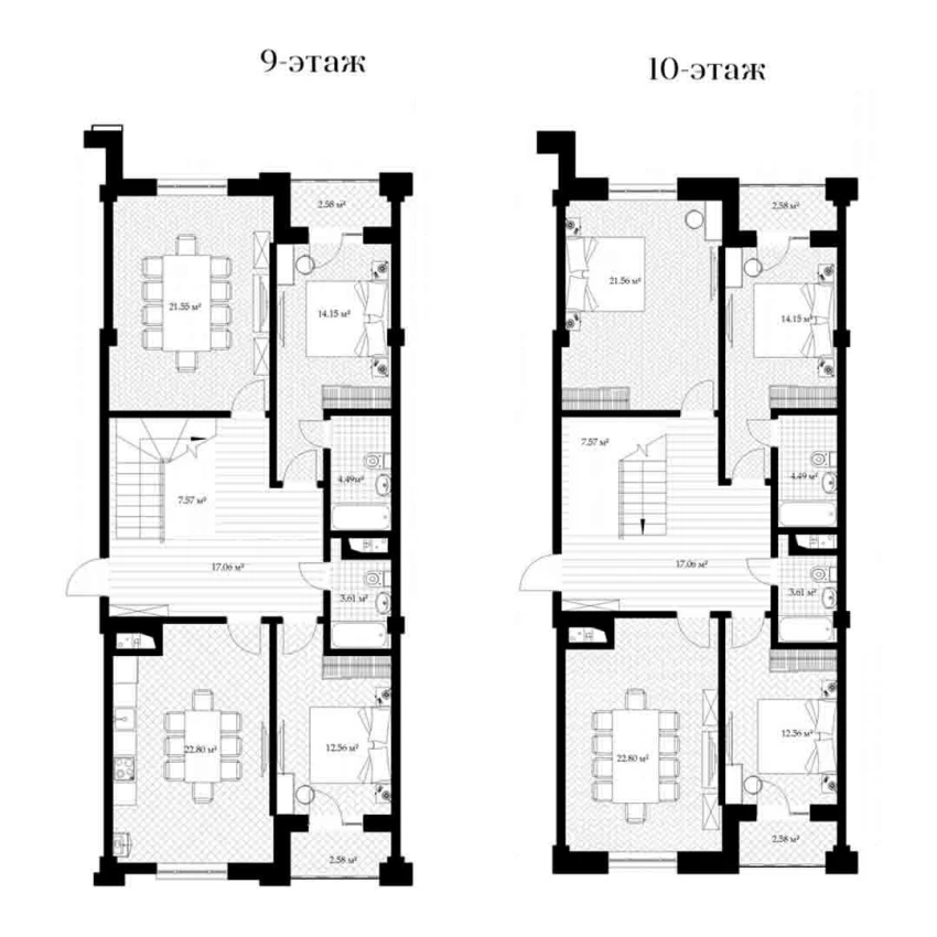 3-комнатная квартира 218.32 м²  9/9 этаж