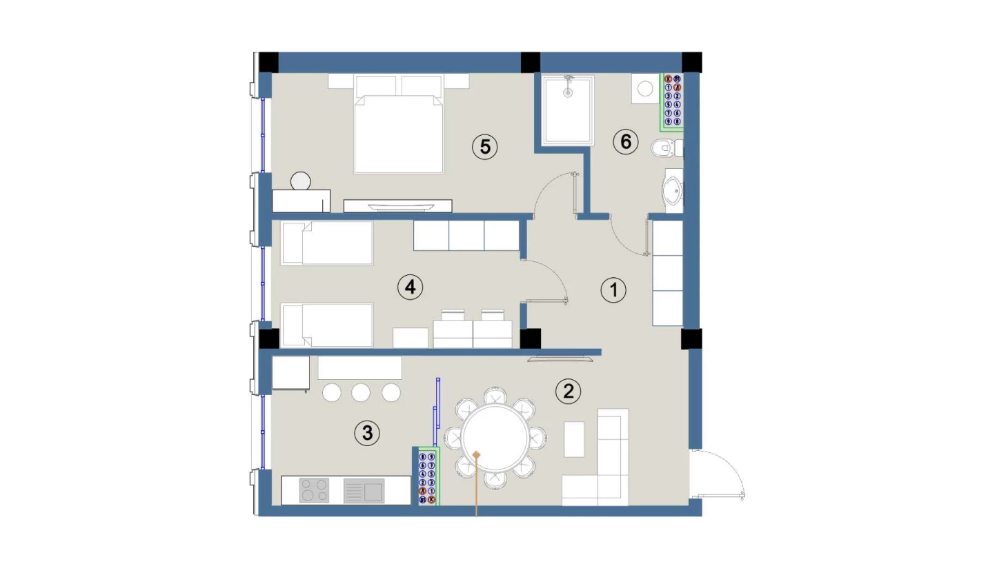 3-комнатная квартира 70 м²  2/2 этаж