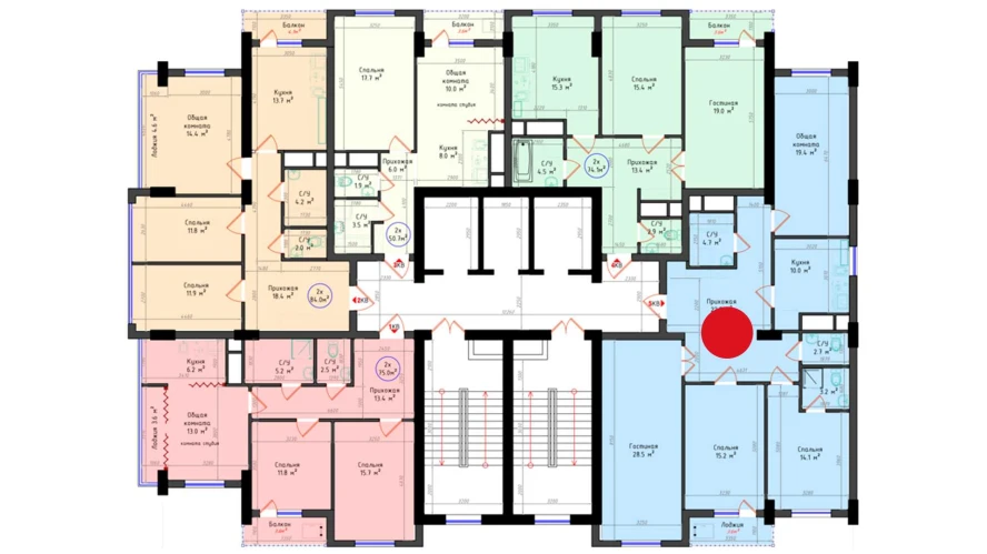 4-комнатная квартира 124.2 м²  12/12 этаж