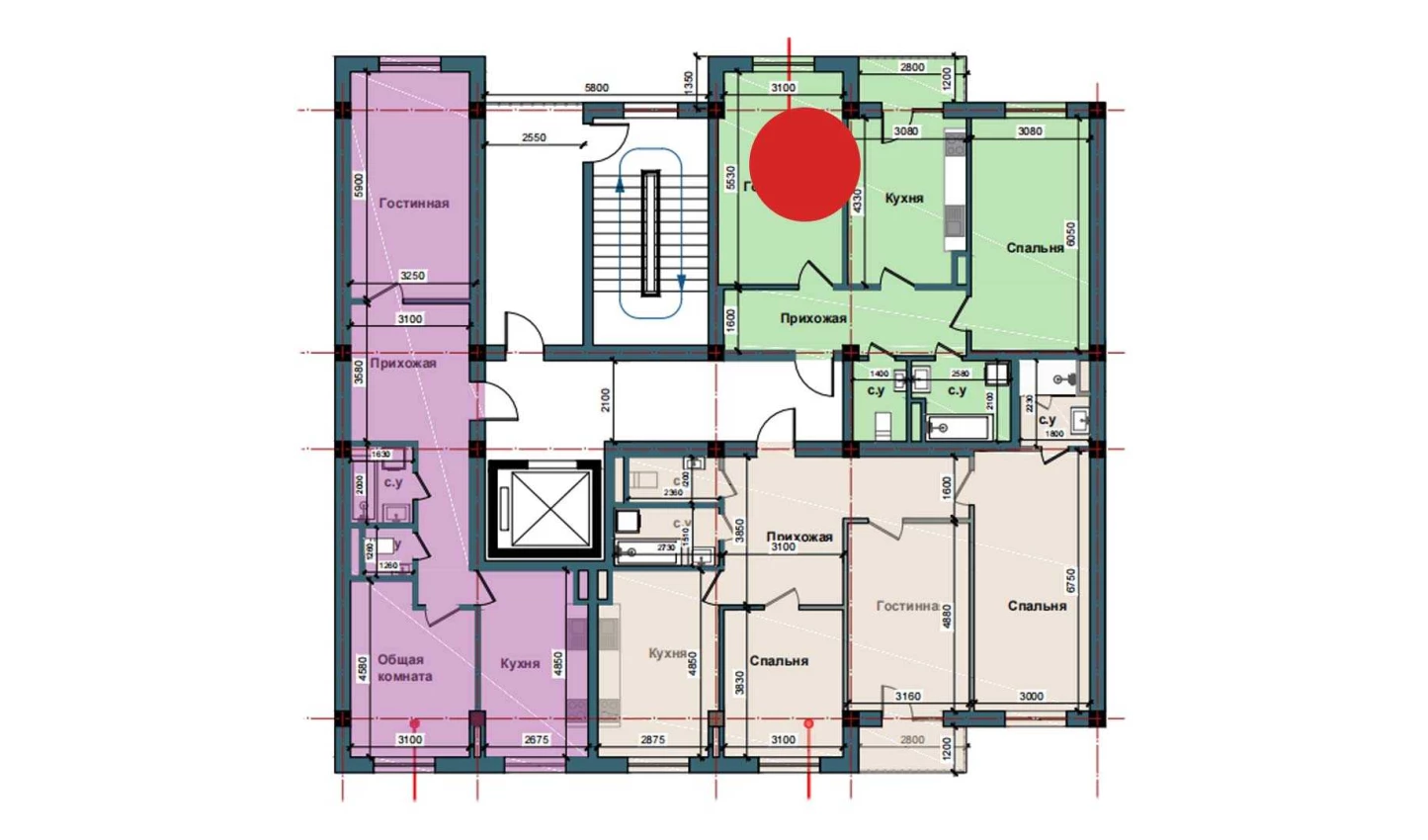 2-комнатная квартира 75 м²  3/3 этаж