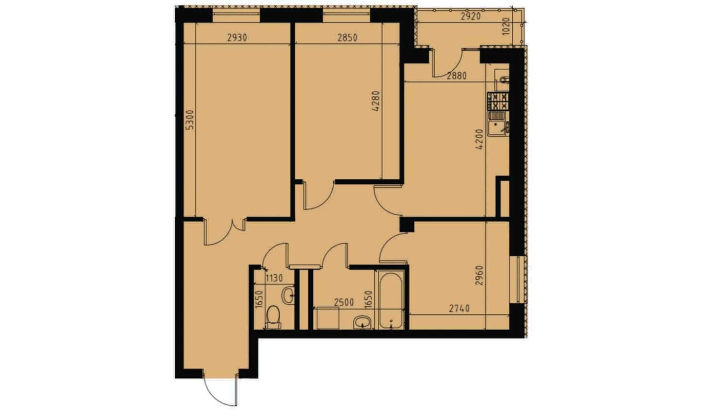 3-xonali xonadon 68.61 m²  2/2 qavat