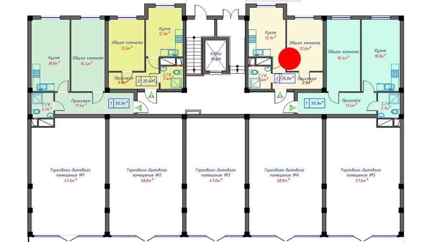 1-комнатная квартира 35 м²  0/0 этаж