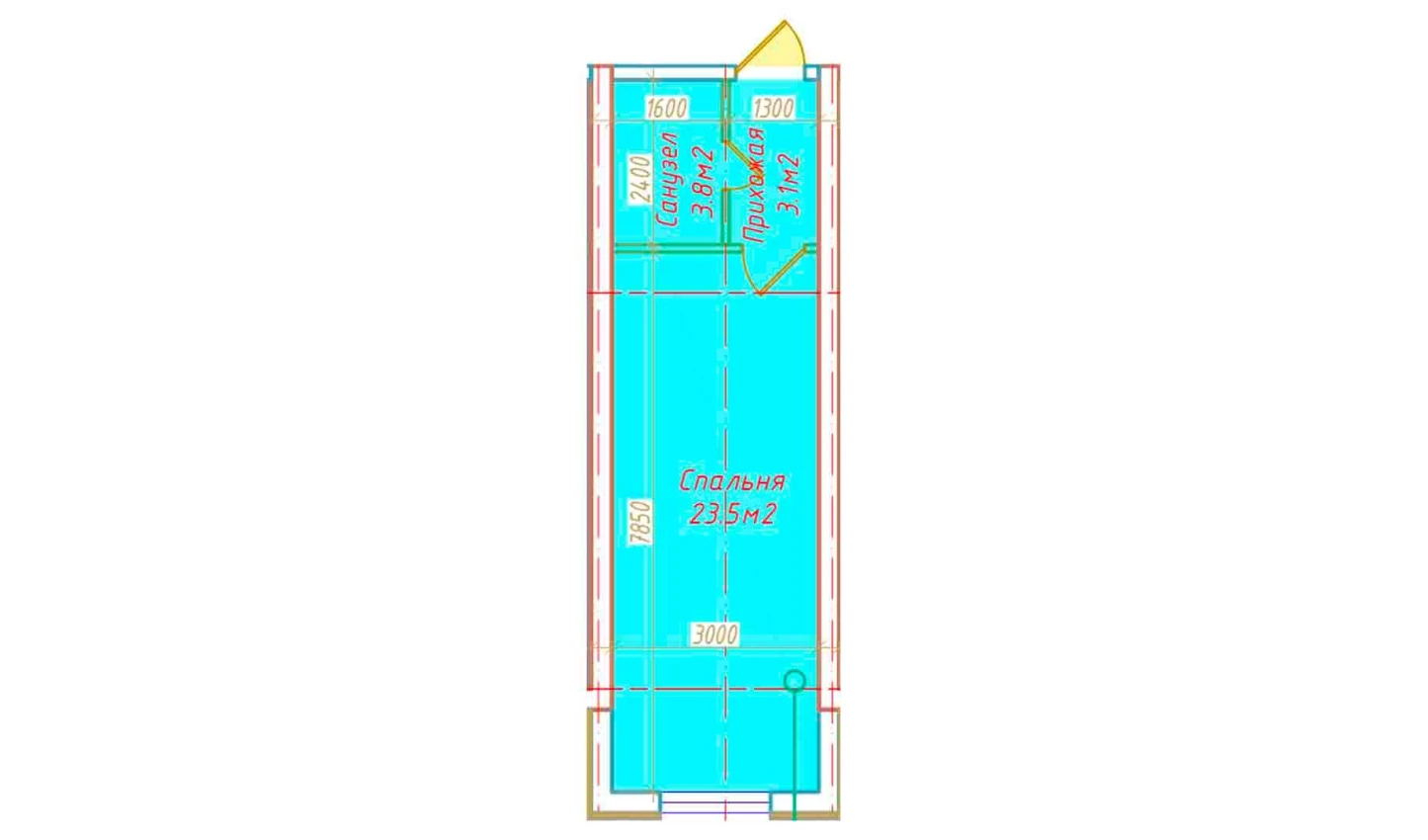 1-комнатная квартира 30.4 м²  3/3 этаж