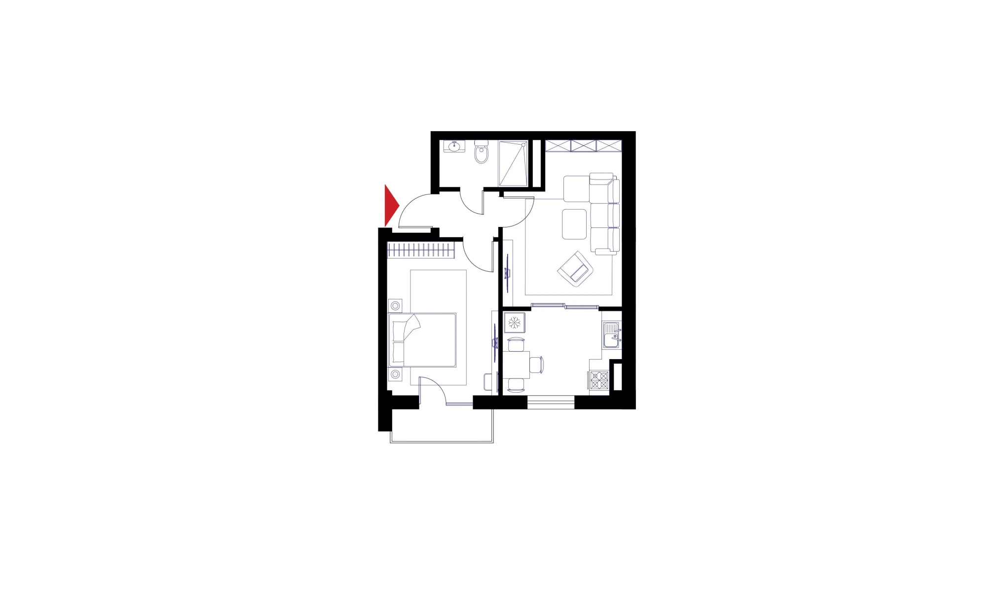 2-комнатная квартира 47.8 м²  2/2 этаж