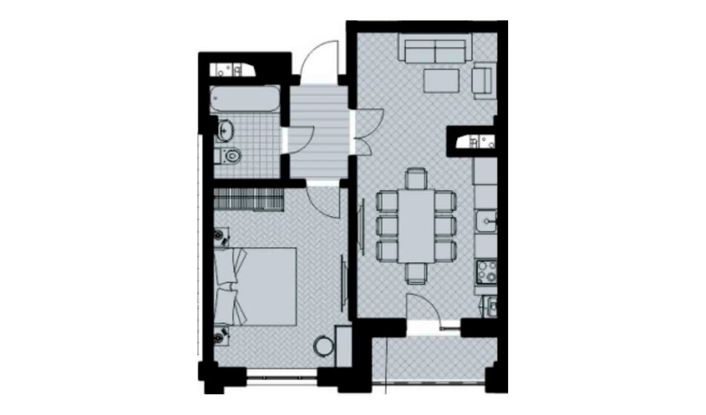 1-комнатная квартира 48.8 м²  6/6 этаж