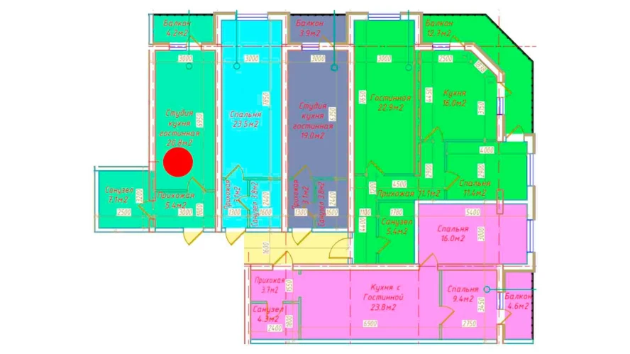 1-xonali xonadon 39.1 m²  5/5 qavat