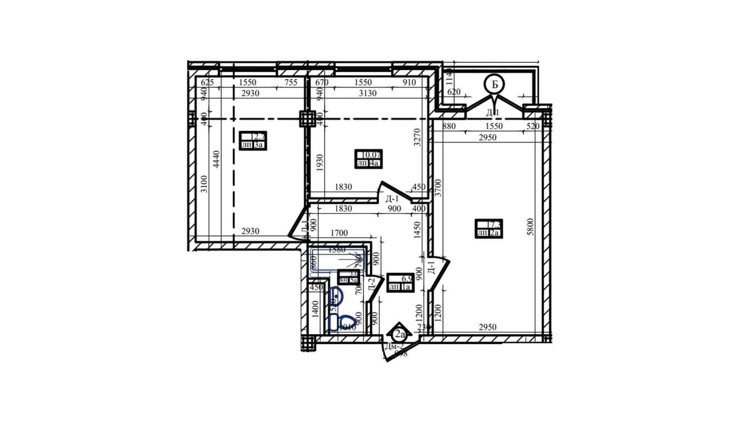 2-комнатная квартира 51.87 м²  3/3 этаж