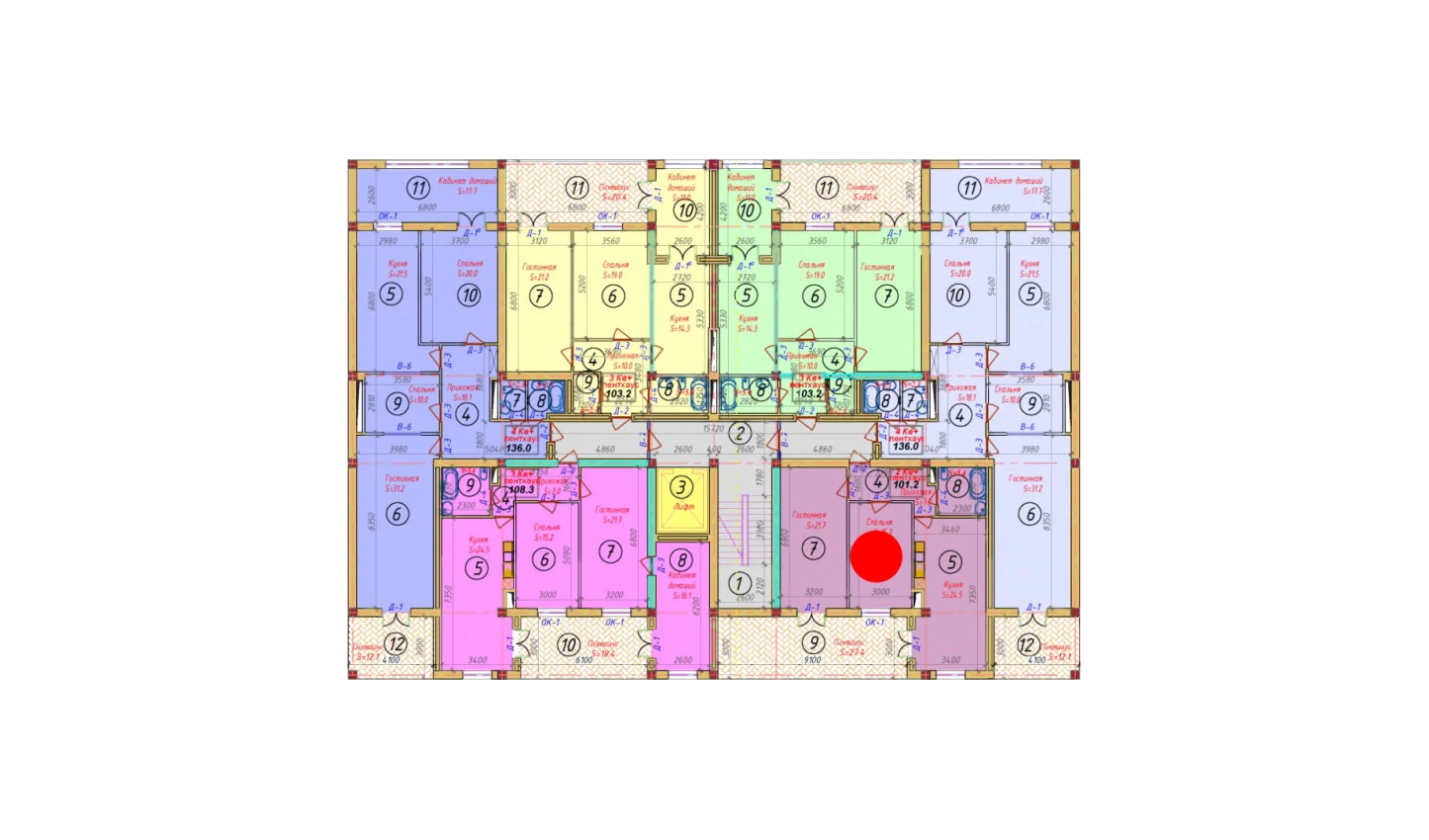 2-комнатная квартира 101.2 м²  2/2 этаж