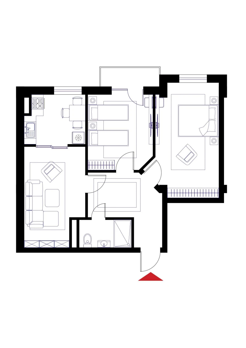 3-xonali xonadon 72.6 m²  5/6 qavat | CHOSHTEPA GARDEN Turar-joy majmuasi