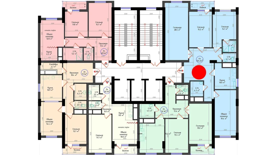 4-комнатная квартира 124.2 м²  3/3 этаж