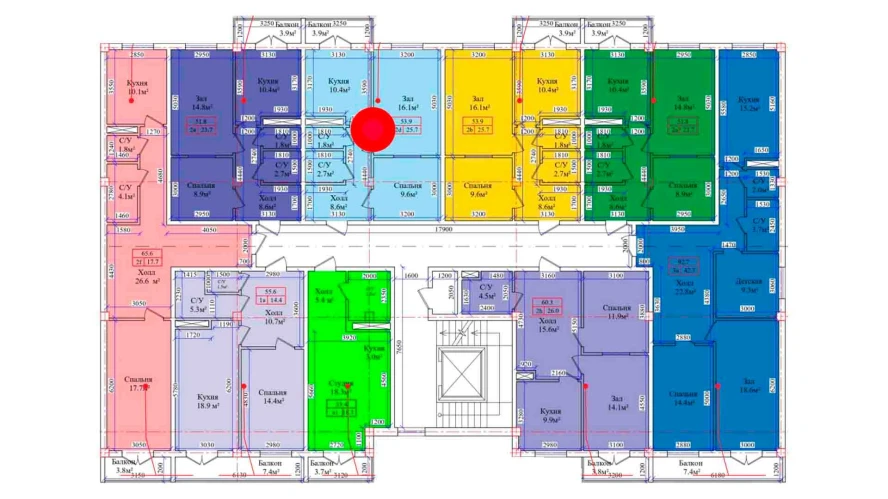 2-комнатная квартира 53.9 м²  2/2 этаж