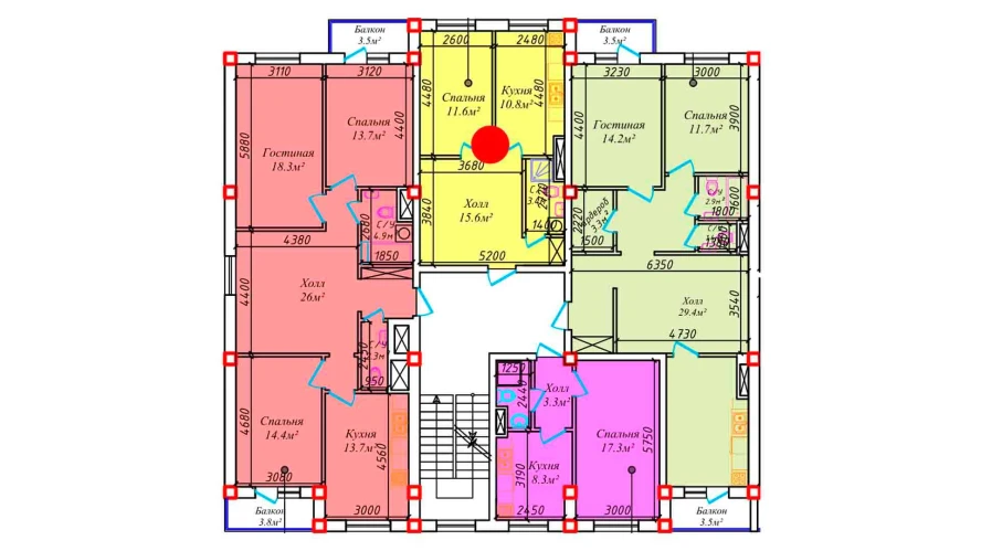 1-комнатная квартира 82.3 м²  4/4 этаж