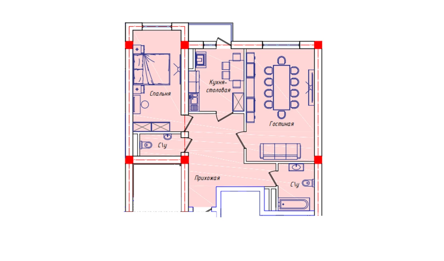 2-комнатная квартира 75.8 м²  5/5 этаж