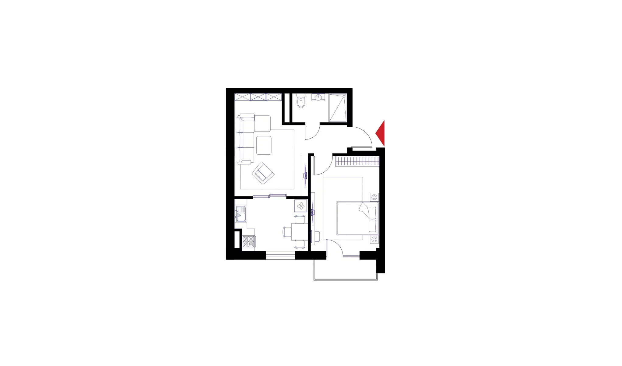 2-комнатная квартира 47.8 м²  2/2 этаж