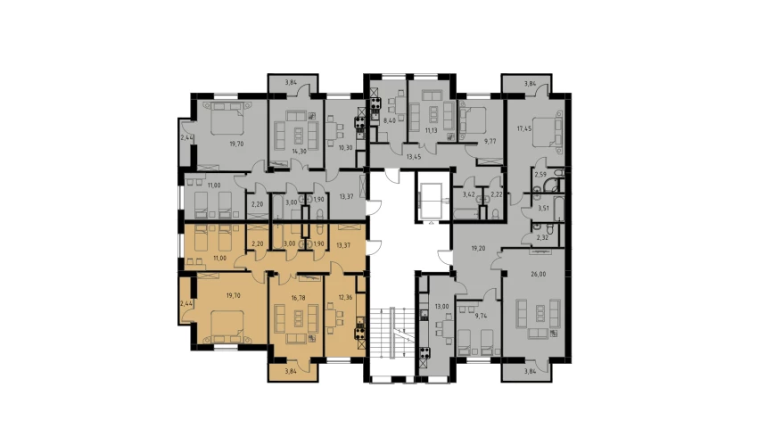 3-комнатная квартира 82.19 м²  4/4 этаж