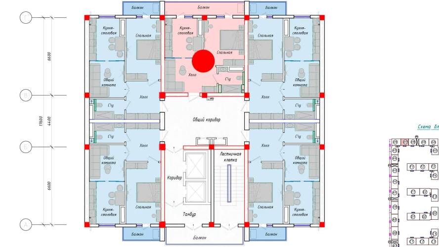 1-xonali xonadon 49.03 m²  9/9 qavat