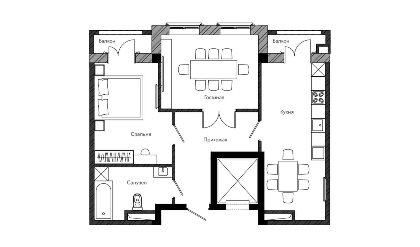 2-комнатная квартира 69.06 м²  12/12 этаж