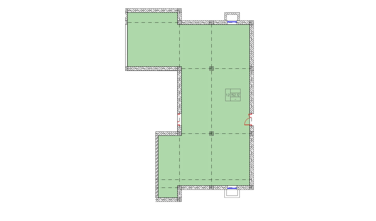 1-комнатная квартира 154.89 м²  1/1 этаж