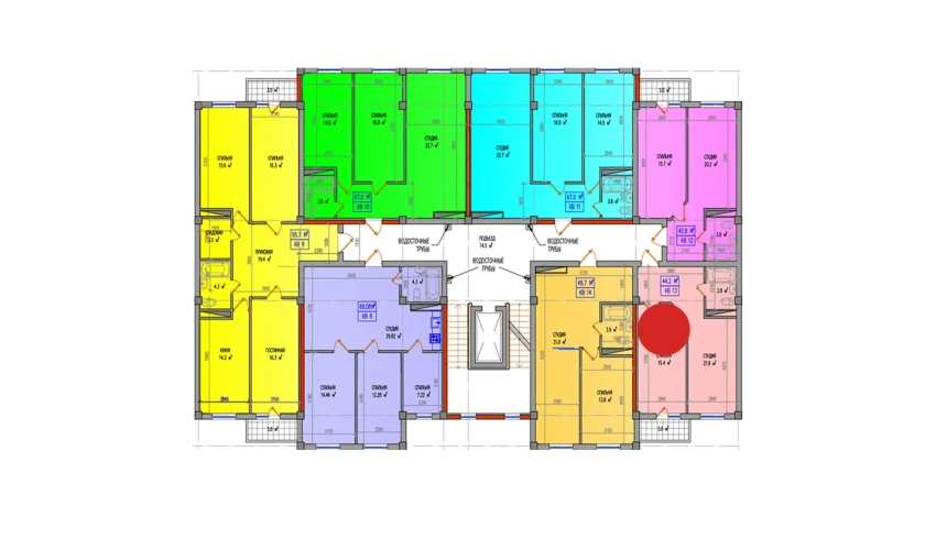 2-комнатная квартира 44.2 м²  2/2 этаж