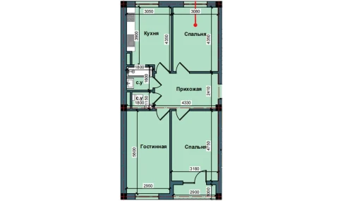 3-комнатная квартира 77.8 м²  7/9 этаж | Жилой комплекс NUR BARAKA