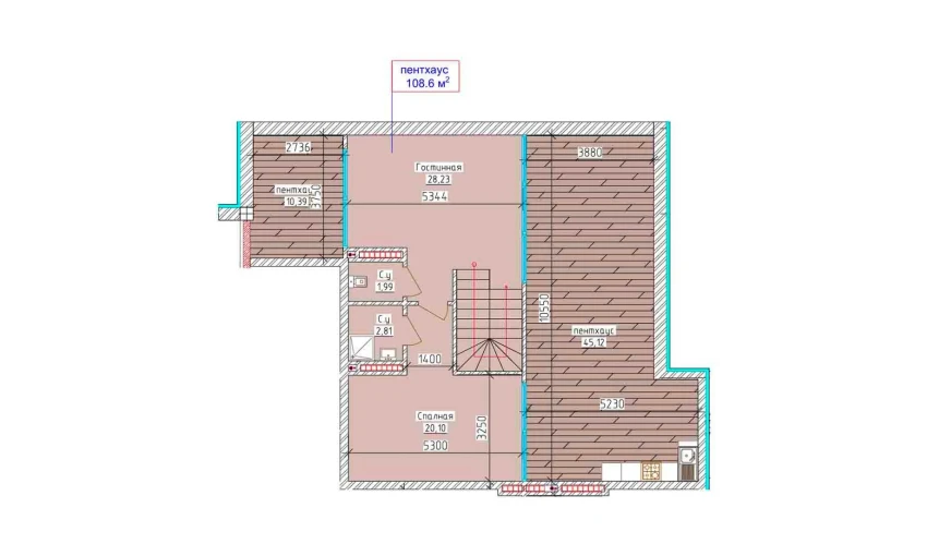 3-xonali xonadon 101.46 m²  9/9 qavat