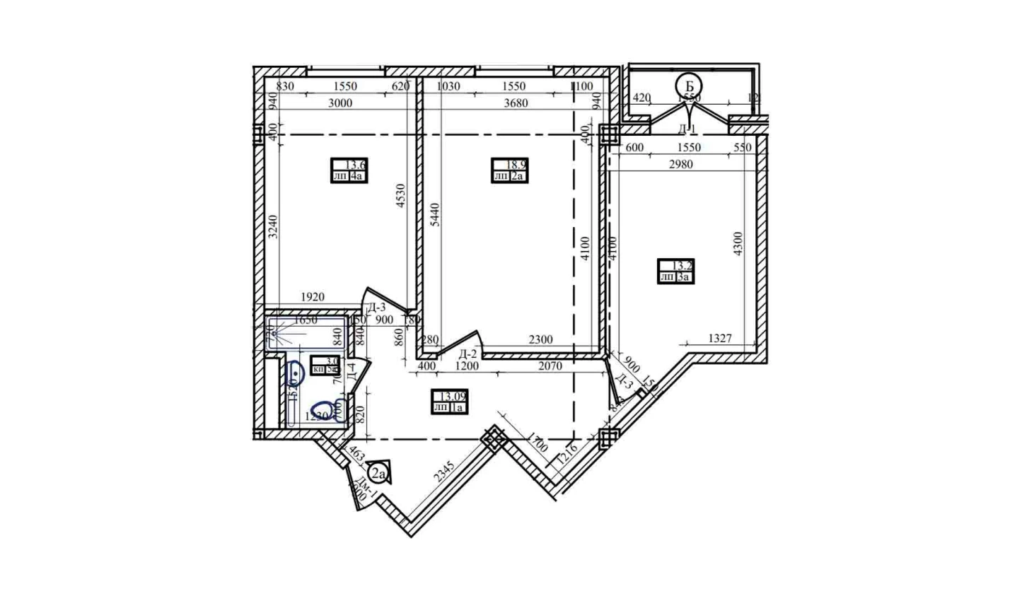 2-xonali xonadon 63.47 m²  5/5 qavat