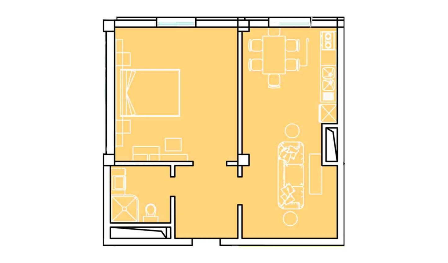 3-xonali xonadon 58.25 m²  1/1 qavat