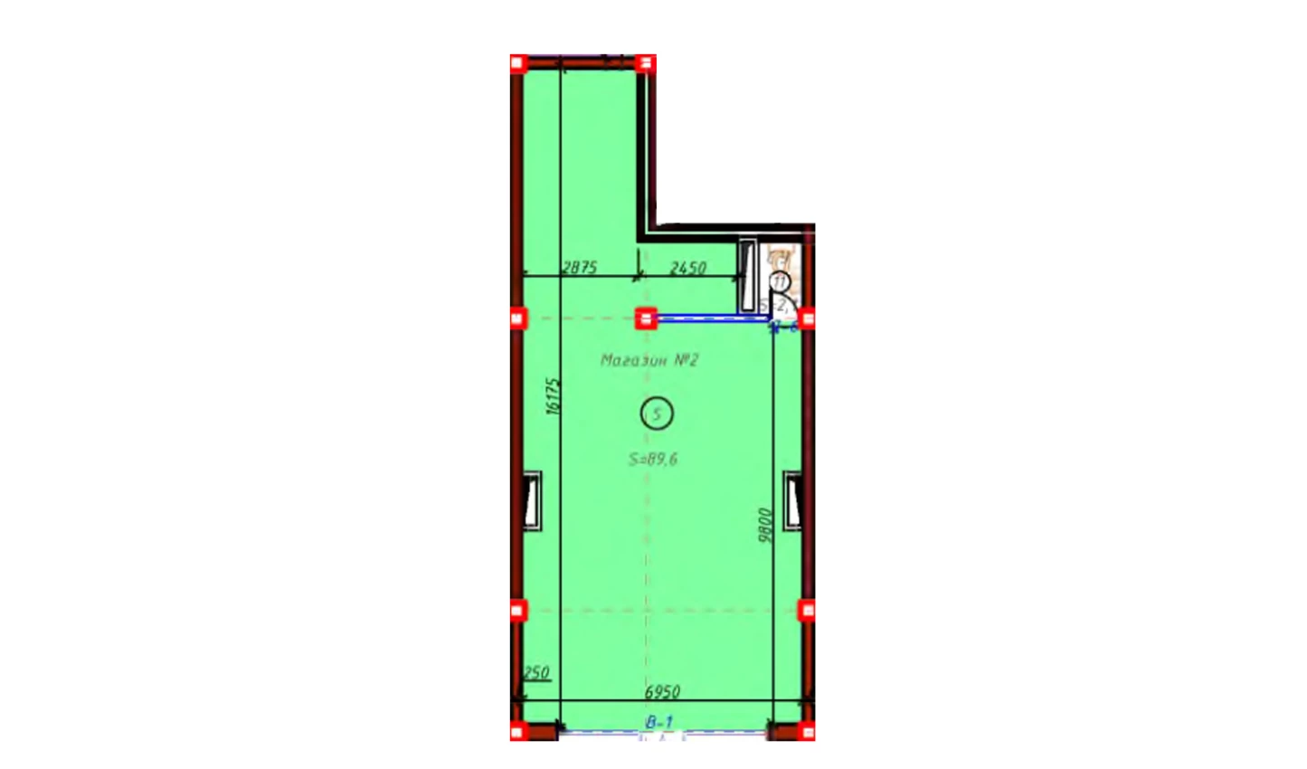 1-xonali xonadon 89.6 m²  1/1 qavat