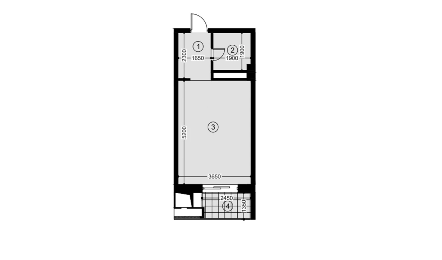 1-комнатная квартира 29.8 м²  3/3 этаж