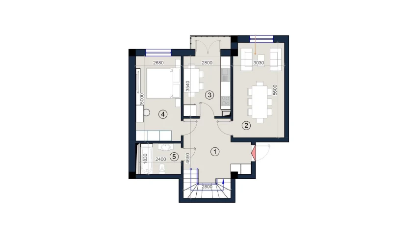 2-xonali xonadon 124 m²  9/9 qavat | KO'KSAROY Turar-joy majmuasi