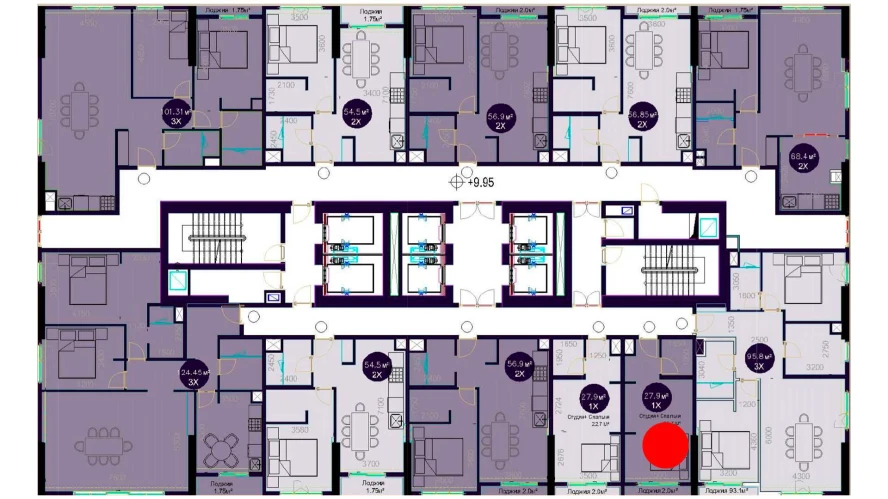 1-комнатная квартира 27.9 м²  3/3 этаж