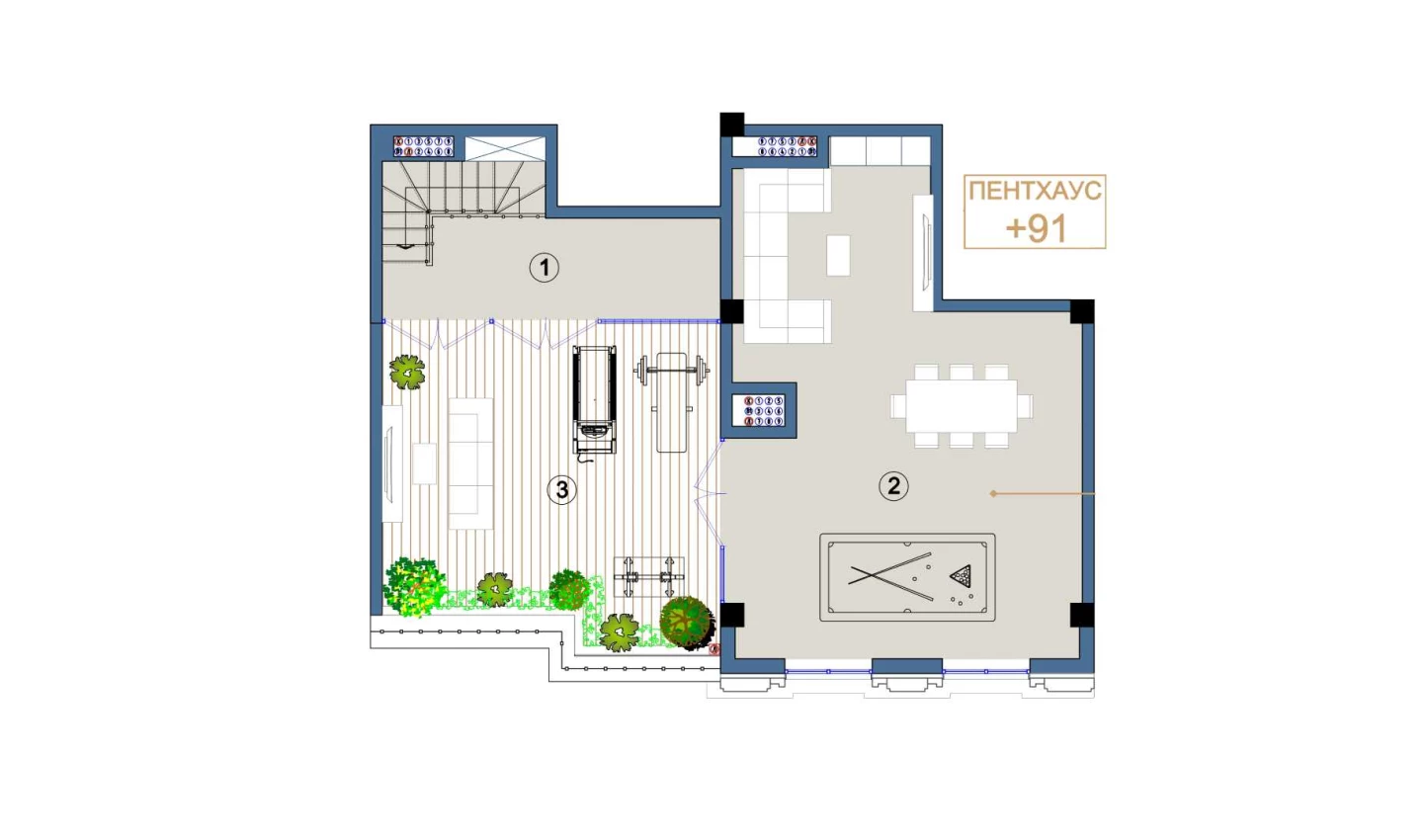 3-комнатная квартира 88 м²  9/9 этаж