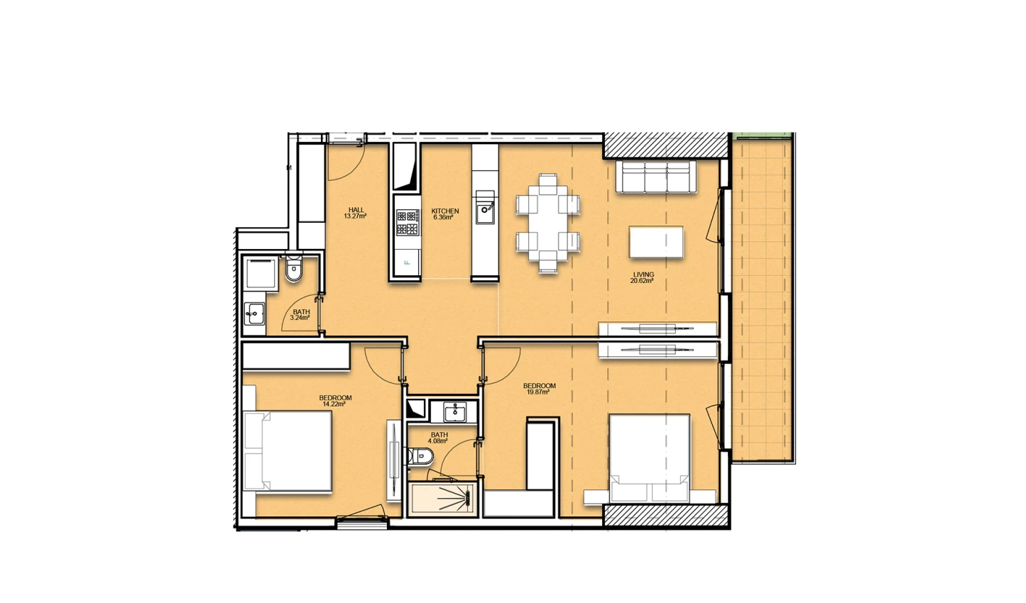 3-комнатная квартира 94.65 м²  9/9 этаж