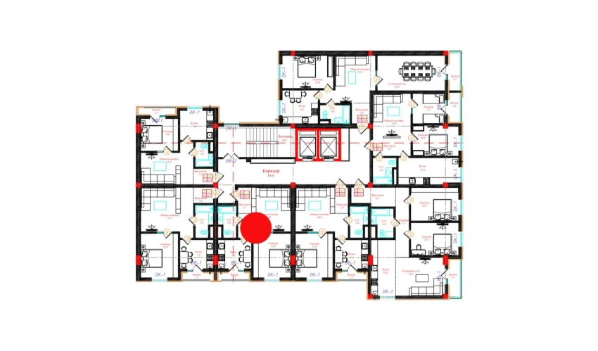 2-xonali xonadon 46.6 m²  4/10 qavat | CHINARA PARK Turar-joy majmuasi