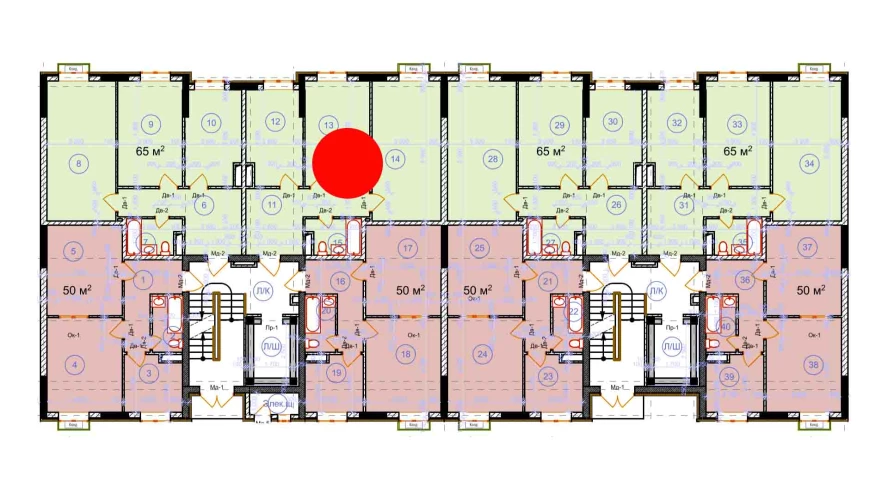 2-xonali xonadon 65 m²  1/1 qavat