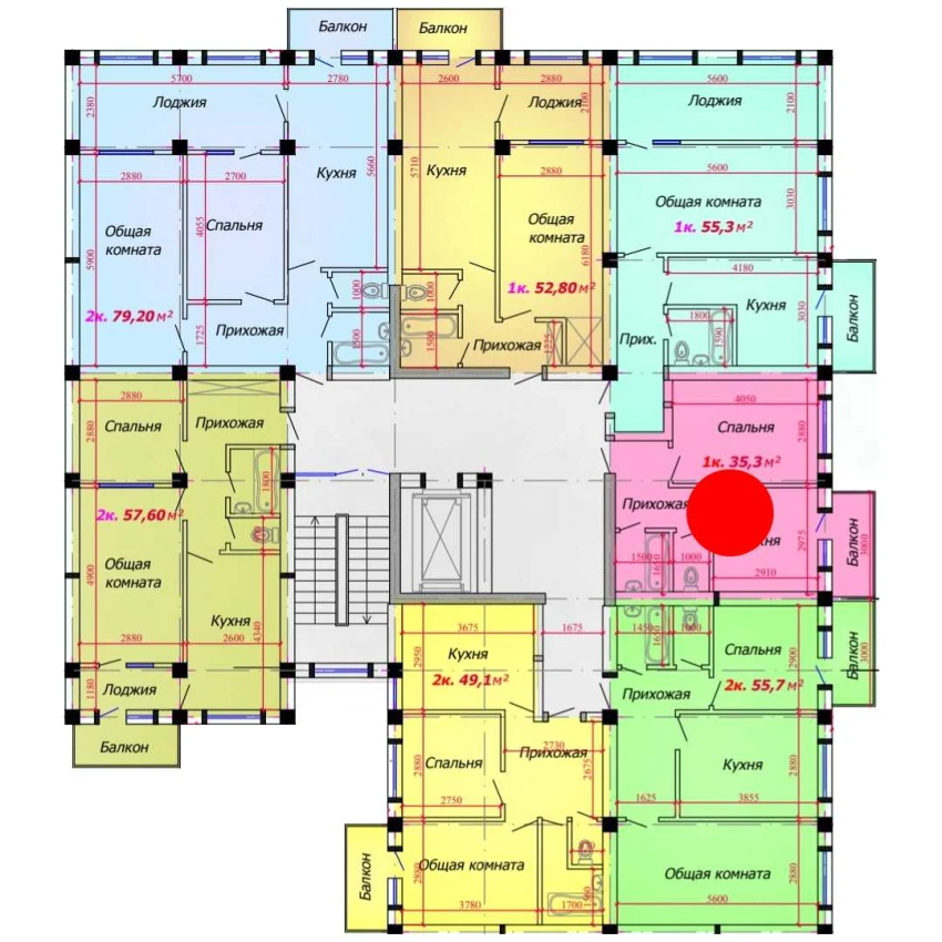 1-комнатная квартира 35.3 м²  3/3 этаж