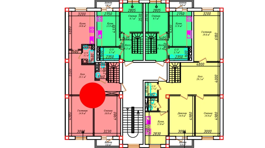 2-xonali xonadon 99.5 m²  5/5 qavat