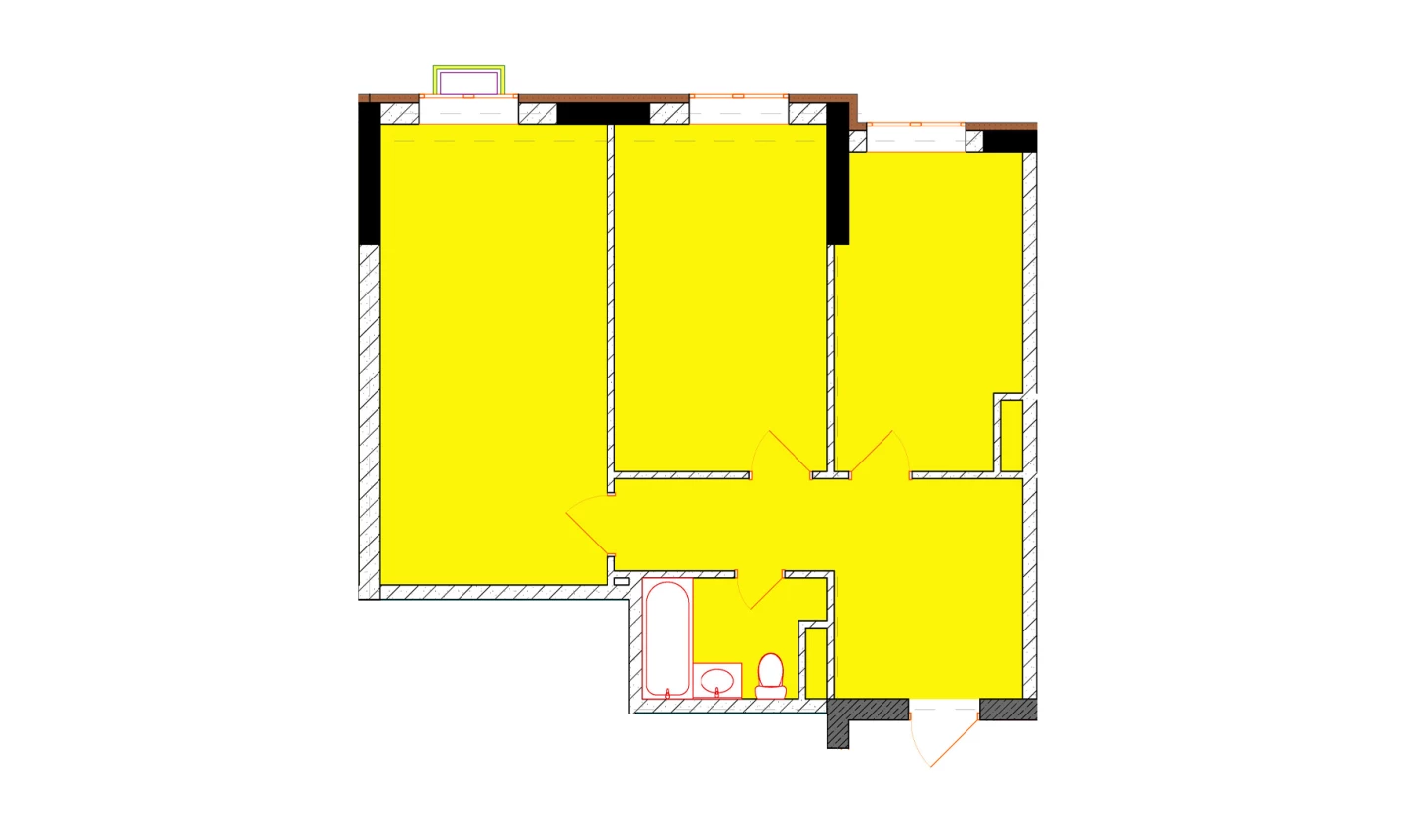 2-xonali xonadon 65 m²  1/1 qavat