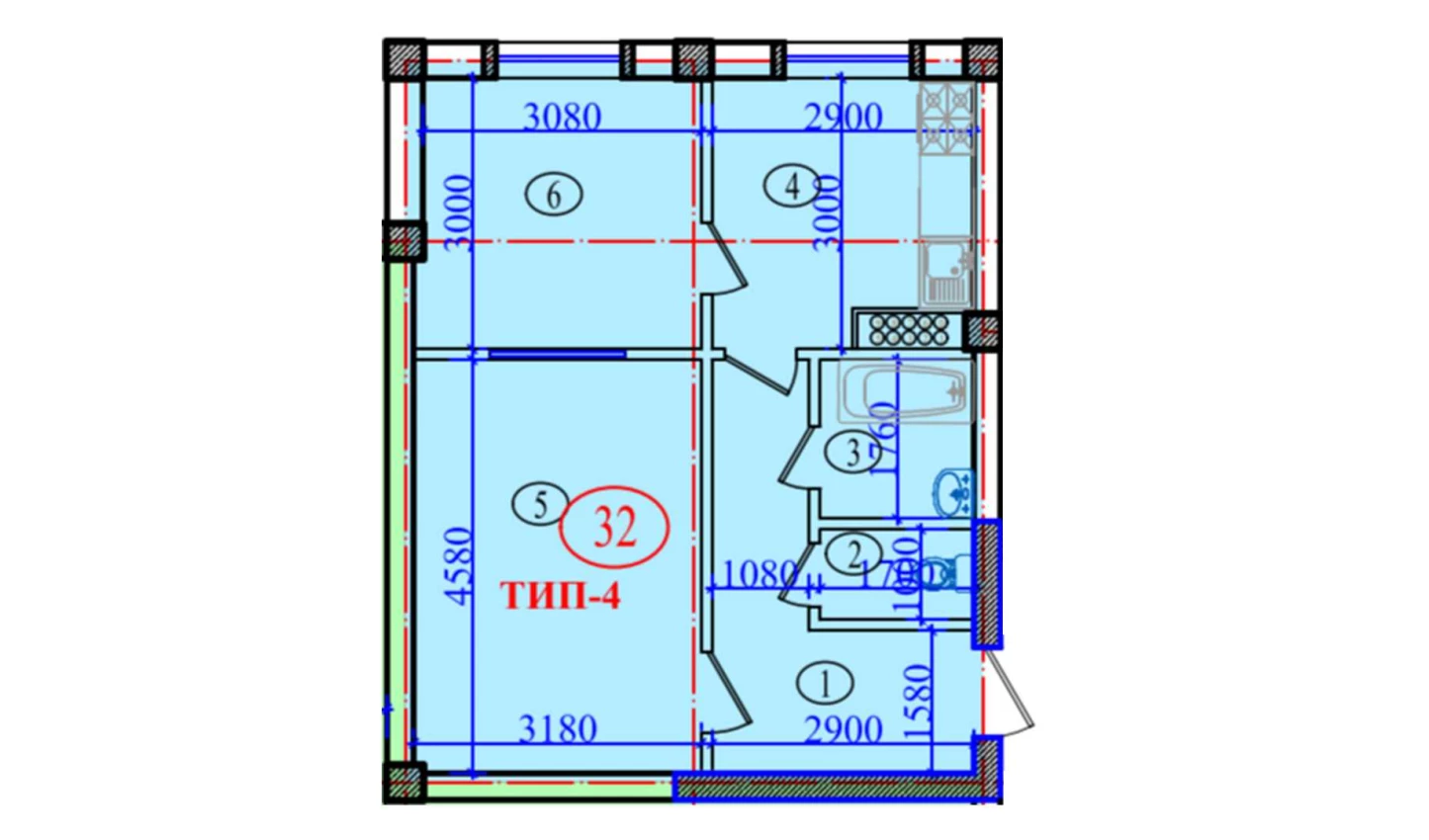 2-xonali xonadon 51.2 m²  7/7 qavat