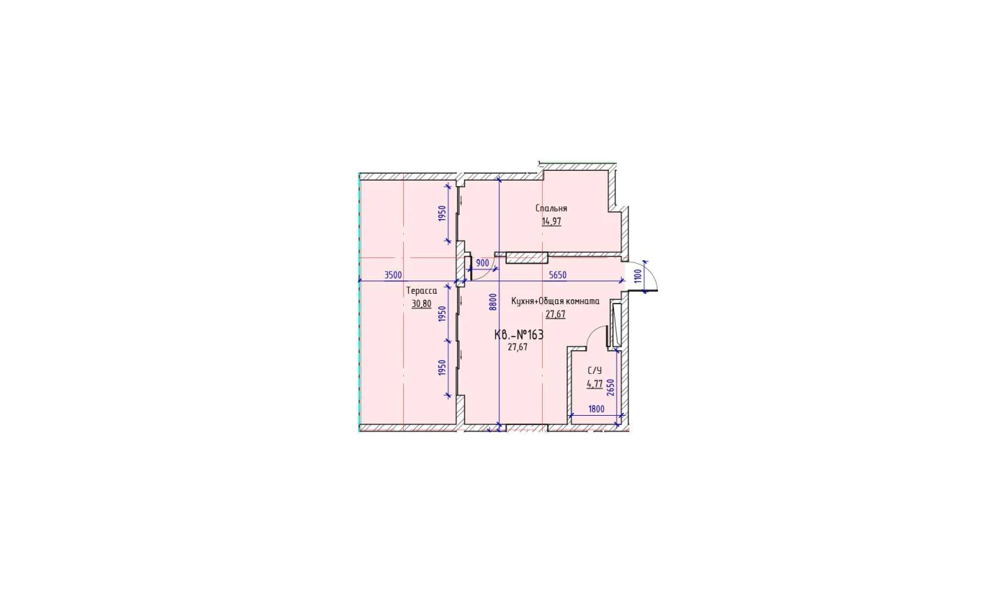 1-xonali xonadon 27.67 m²  17/17 qavat