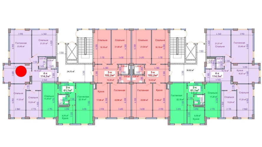 4-xonali xonadon 114.5 m²  1/1 qavat