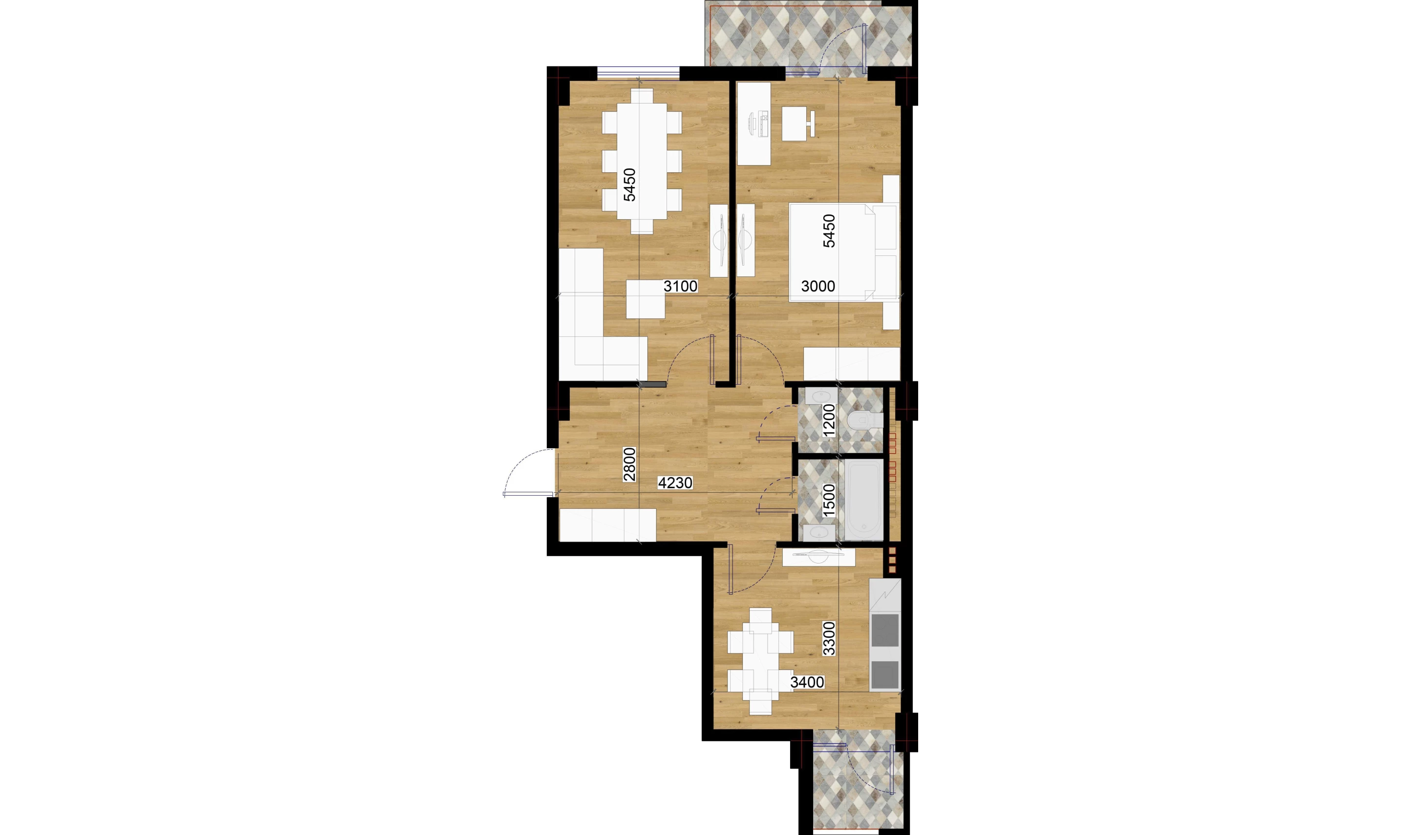 2-комнатная квартира 70.8 м²  3/3 этаж