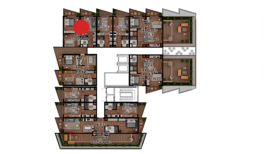 3-xonali xonadon 51.586 m²  6/6 qavat