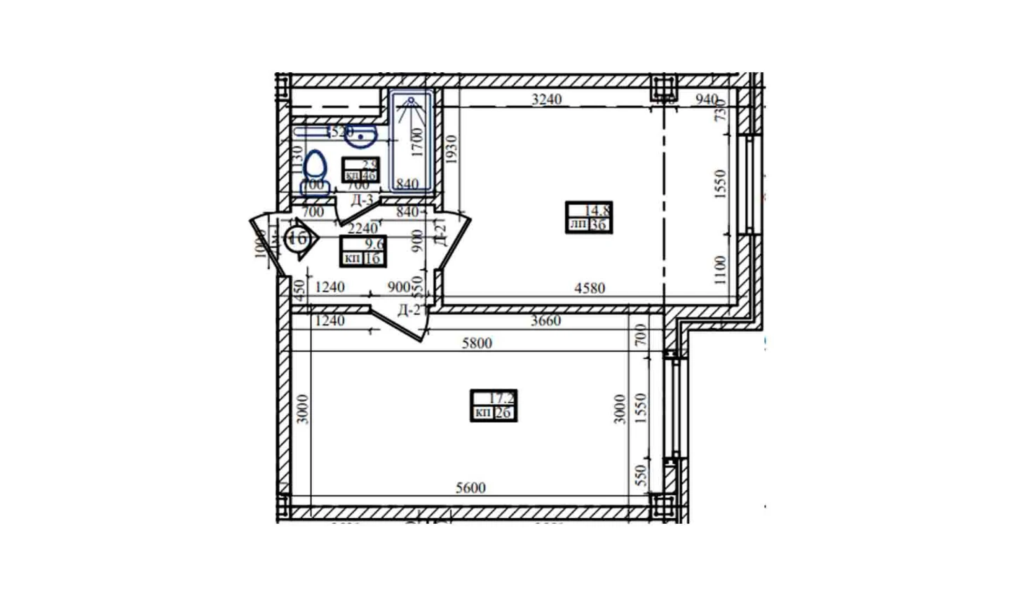 1-комнатная квартира 39.3 м²  8/8 этаж