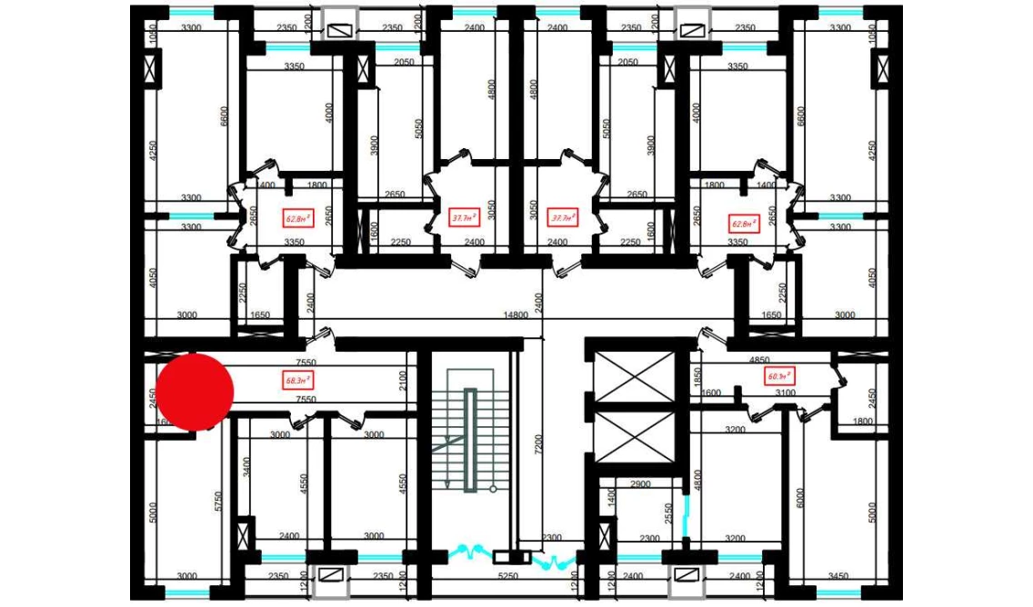 3-комнатная квартира 68.3 м²  4/4 этаж