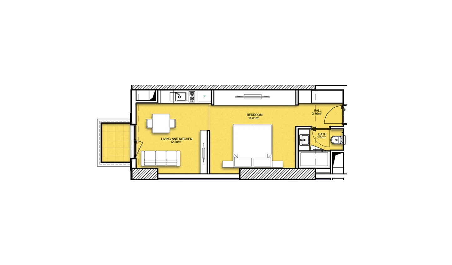 1-комнатная квартира 37.31 м²  17/17 этаж