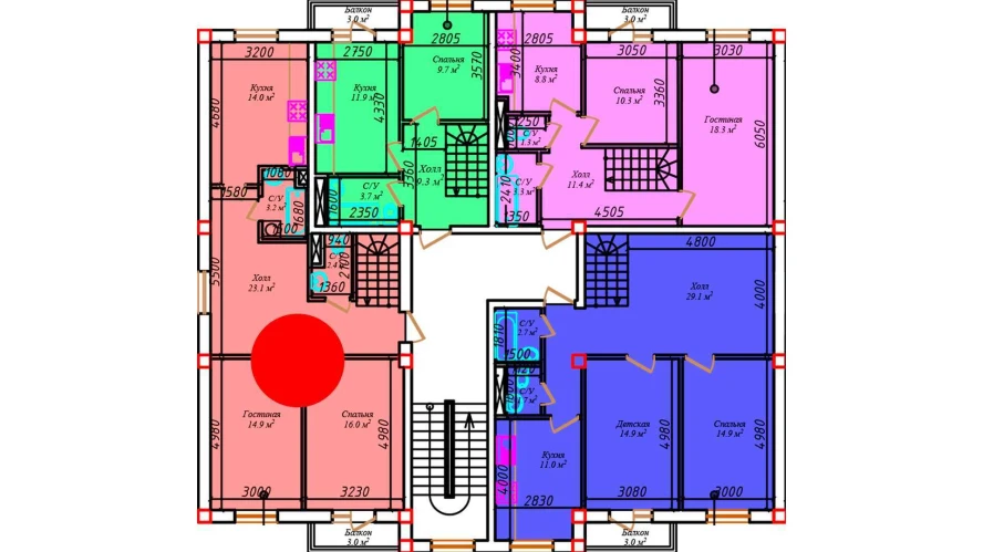 2-комнатная квартира 78.3 м²  5/5 этаж