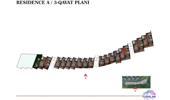 3-xonali xonadon 53.16 m²  3/7 qavat | TUSHLAR VODIYSI Turar-joy majmuasi