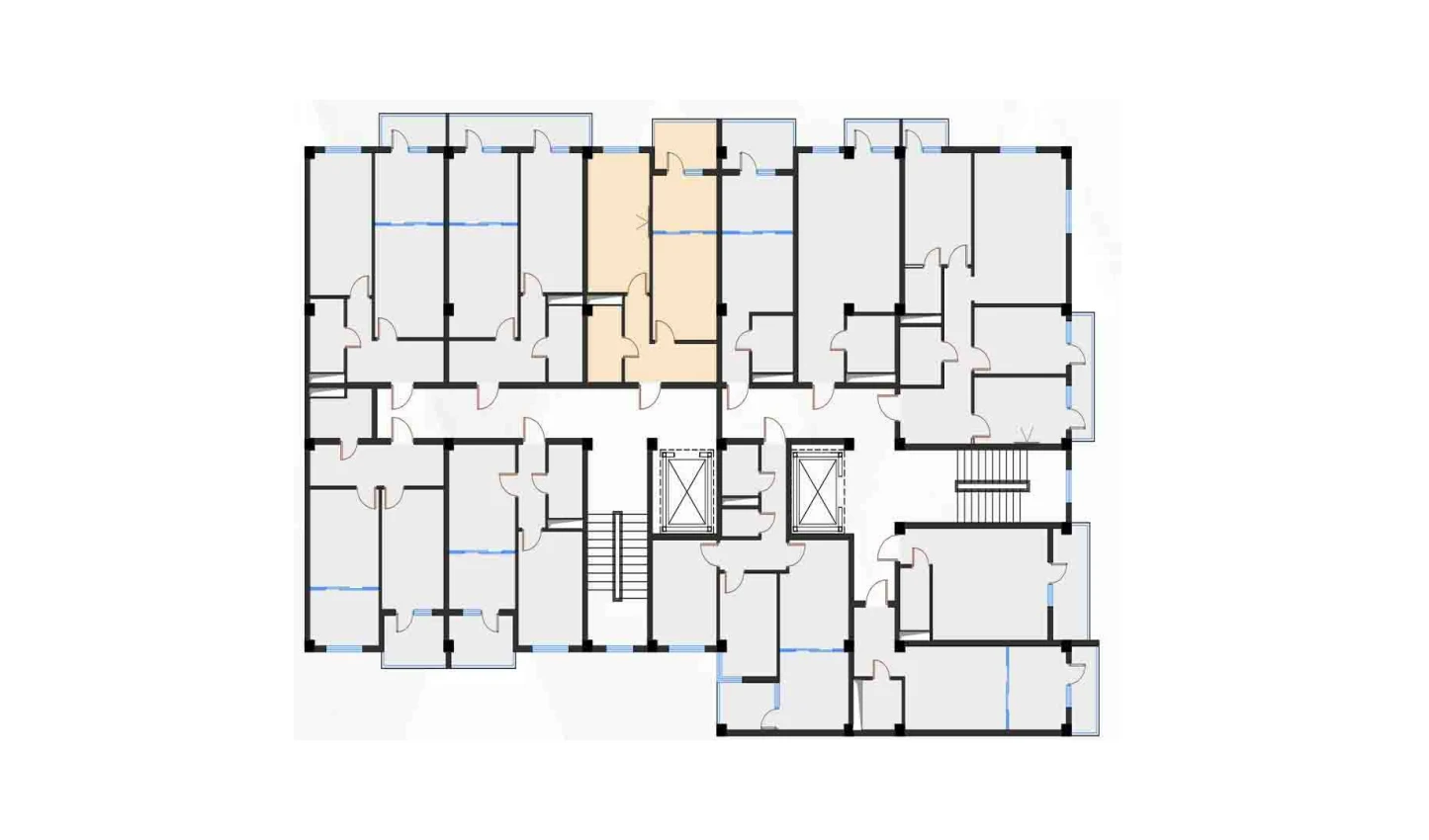 2-xonali xonadon 46.61 m²  2/7 qavat | Bochka Resort Turar-joy majmuasi