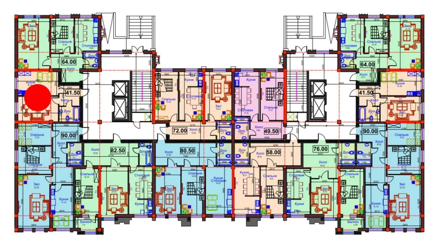 1-xonali xonadon 41.5 m²  1/1 qavat